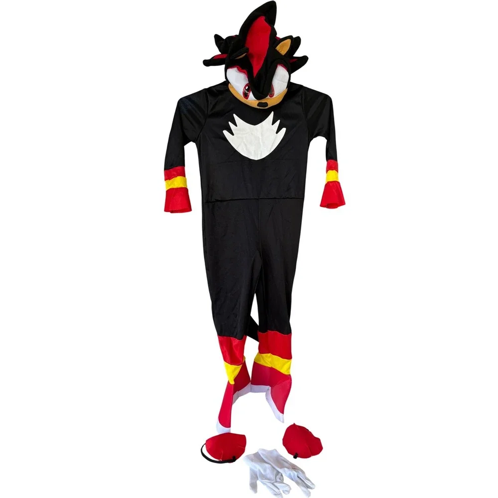 Sonic Shadow the Hedgehog Costume Boys Large Black Excellent Cosplay Jumpsuit